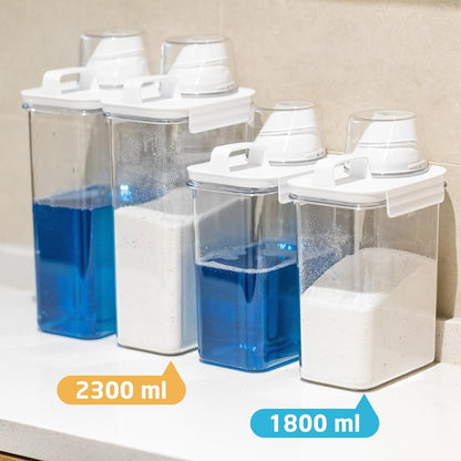 Provoue Laundry Detergent Dispenser-2 Pack, 37 oz Detergent Dispenser with 4 Removable Labels, Laundry Soap Dispenser for Laundry Room Organization and Storage, BPA Free & PET Plastic Clear