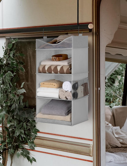 StorageWorks Hanging Closet Organizer, 3-Shelf Hanging Closet Shelves with Top Shelf, 15 ¾"W x 12" D x 31" H, Extra-Large Space, Ivory White