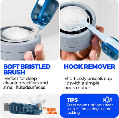 6 Pack Holikme 4 in 1 Cup Lid Cleaning Brush Set with 3 Straws, Multifunctional Bottle Brush, Silicone Cup Lid Gap Cleaner, Bristle Crevice Cleaning Brush, Flat End Brushes, Navy & Black & Olive