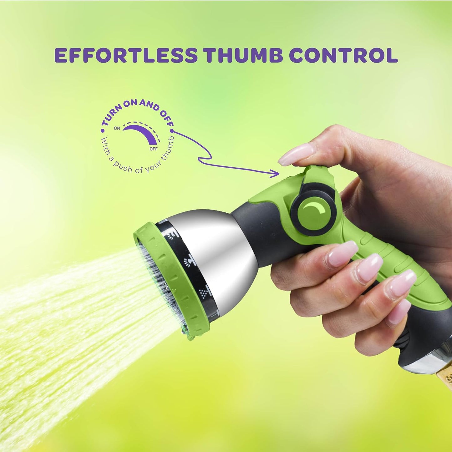 Hose Nozzle [Blue] Heavy Duty Hose Sprayer With 10 Adjustable Watering Patterns. Thumb Control Design, Comfortable Ergonomic Grip, Garden Hose Nozzle for Watering Plants & Lawns/Fun showers/Cleaning