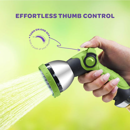 Hose Nozzle [Blue] Heavy Duty Hose Sprayer With 10 Adjustable Watering Patterns. Thumb Control Design, Comfortable Ergonomic Grip, Garden Hose Nozzle for Watering Plants & Lawns/Fun showers/Cleaning
