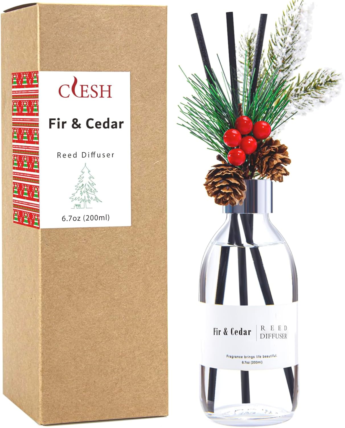 Clesh Reed Diffuser Set, 6.7 oz Eucalyptus Scented Diffuser with Sticks, Home Fragrance Reed Diffuser for Bathroom Shelf Decor