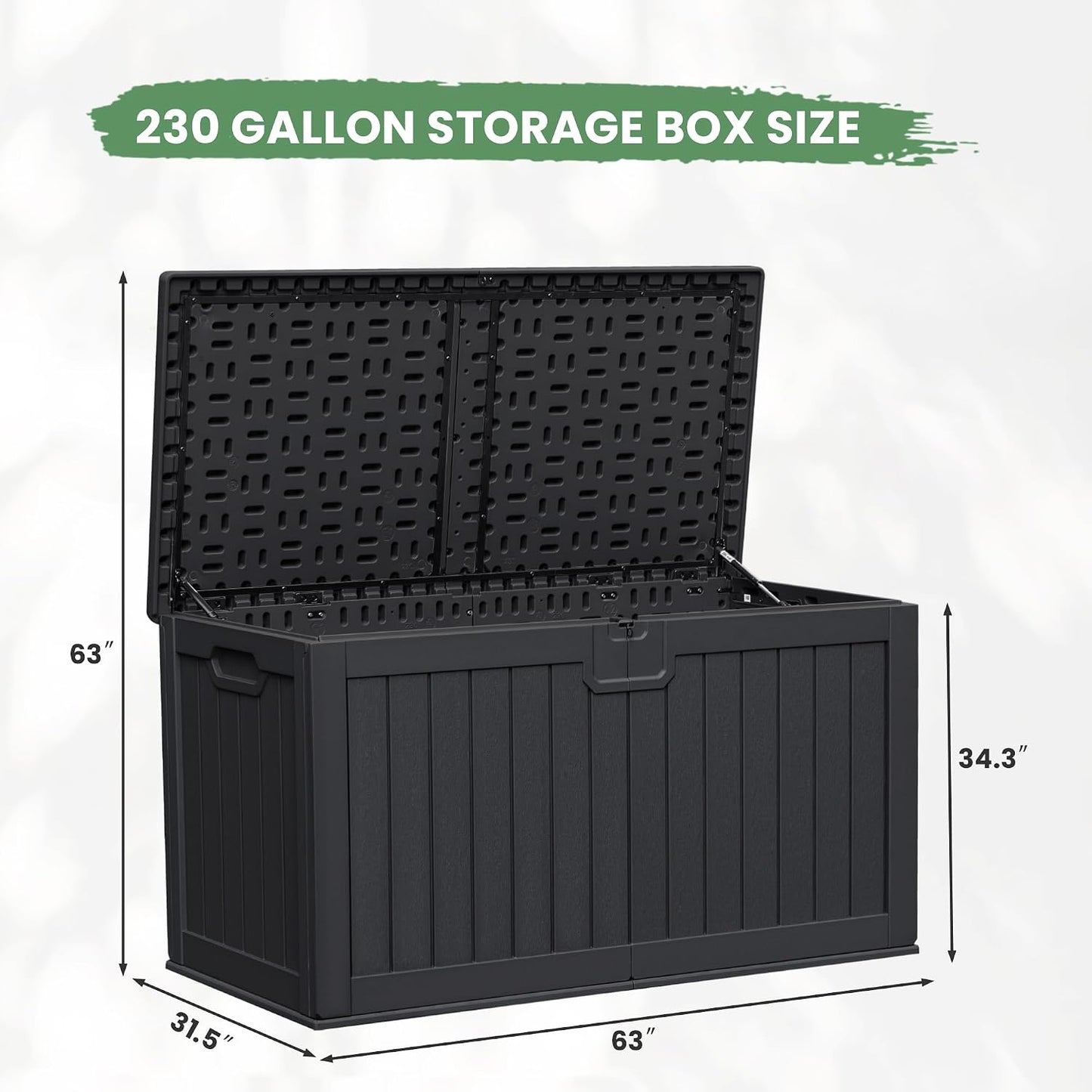 Greesum Outdoor Storage Box 31 Gallon Storage Box with Lid for Patio Furniture, Garden Tools, Pool Supplies, Waterproof and UV Resistant, Lockable, Dark Black