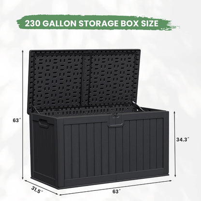 Greesum Outdoor Storage Box 31 Gallon Storage Box with Lid for Patio Furniture, Garden Tools, Pool Supplies, Waterproof and UV Resistant, Lockable, Dark Black
