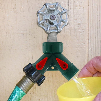 6 Pcs 2 Way Hose Adapter Y Valve Garden Hose Connector, Green | Non Rust Spigot Faucet Adapter, 3/4 Garden Hose Y Connectors, Plastic Hose Splitter, Faucet Watering Shut Off Valves