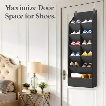 Lifewit 6 Tier Over the Door Shoe Organizer with 11 Large Deep Pockets, Fabric Hanging Shoes Shelf for Closet, Dorm Storage, Fit Up to 12 Pair Shoe Rack Holder for Sneakers, Boots, Gray