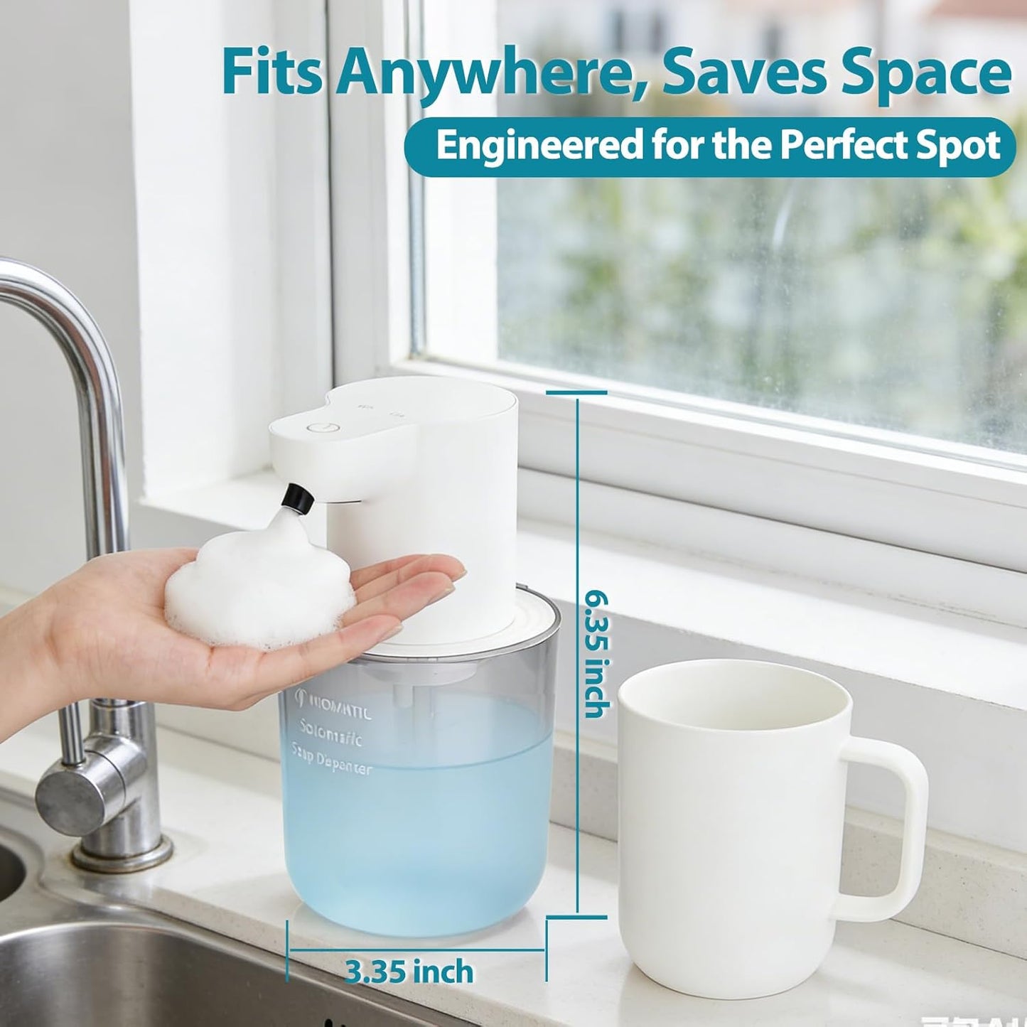 Automatic Foaming Soap Dispenser for Bathroom: 4-Level Adjustable Countertop/Wall Mount Hand Soap Dispenser, 13.5oz/400ml Type-C Rechargeable – Suitable for Kitchen, Bathroom, Office, Hotel (Black)