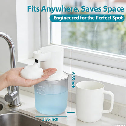 Automatic Foaming Soap Dispenser for Bathroom: 4-Level Adjustable Countertop/Wall Mount Hand Soap Dispenser, 13.5oz/400ml Type-C Rechargeable – Suitable for Kitchen, Bathroom, Office, Hotel (Black)