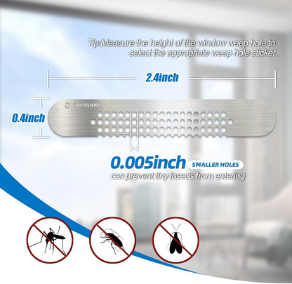 25PCS 304 Stainless Steel More Durable Window Weep Hole Screen Patch Drain Quickly PET Self Adhesive More Sticky & Waterproof (2.36in*0.59in(6cm*1.5cm))