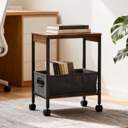 Slim Rolling Cart with Storage Basket,Narrow Metal Utility Cart with Wheels, Mobile Side Table for Small Spaces, Laundry Room, Dorm, White 10" D x 16" W x 22" H,