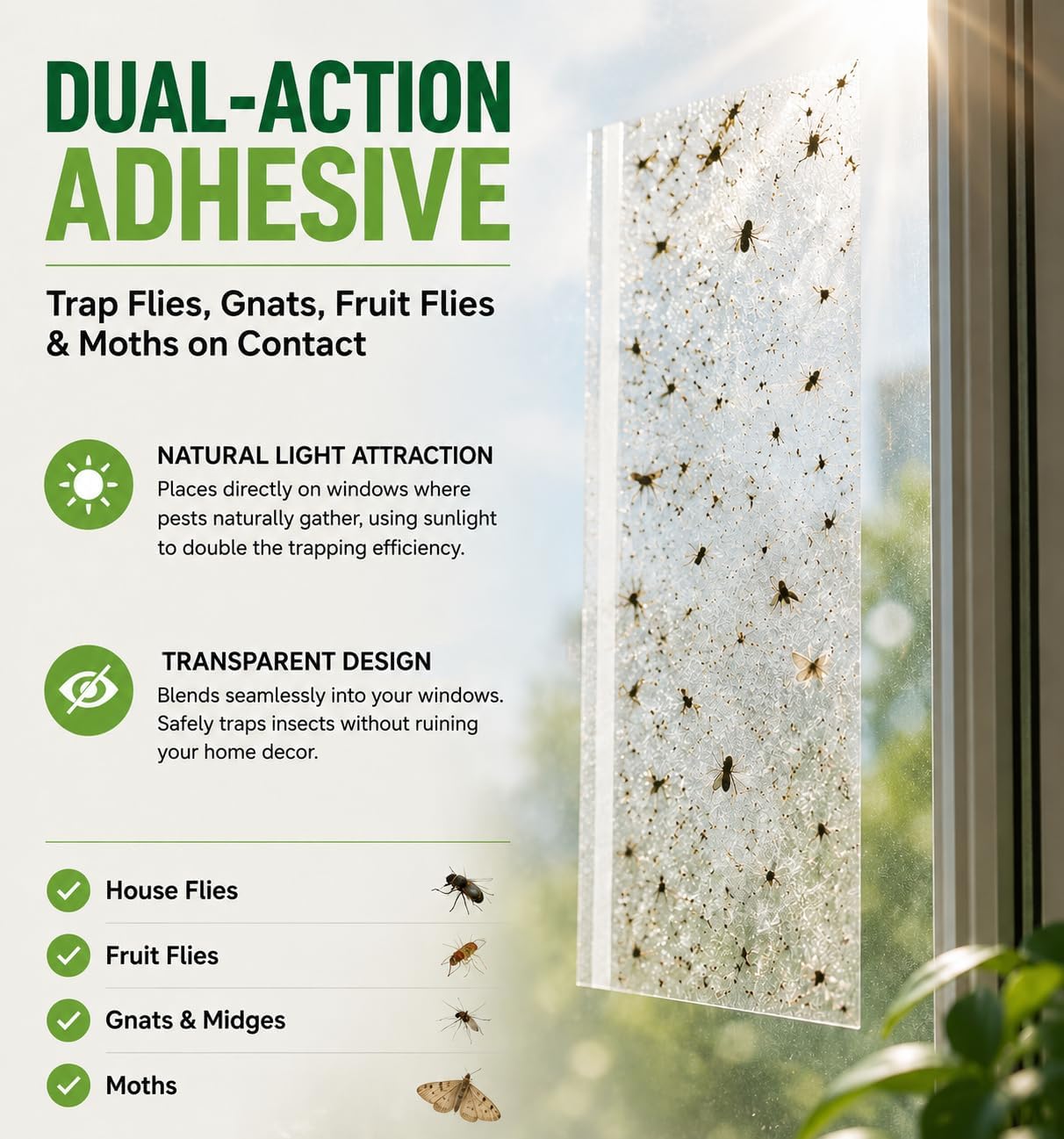 30 Pack Window Fly Trap Strips 8.26"x2.78", Sticky Fly Strips, Flying Insect Trap Indoor Outdoor Fruit Fly Trap, Mosquito Trap & Gnat Trap, Mosquito Stickers for Home Kitchen Windows, Glass Doors