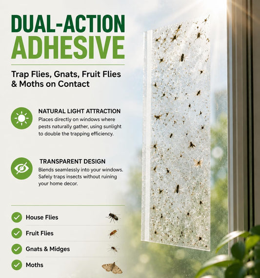 30 Pack Window Fly Trap Strips 8.26"x2.78", Sticky Fly Strips, Flying Insect Trap Indoor Outdoor Fruit Fly Trap, Mosquito Trap & Gnat Trap, Mosquito Stickers for Home Kitchen Windows, Glass Doors