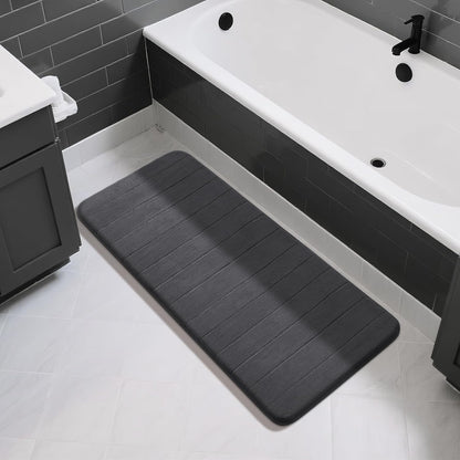 Yimobra Memory Foam Bath Mat, Super Soft Absorbent Bathroom Rug Non Slip, Quick Dry, Machine Washable Floor Carpet for Tub Shower, Home Decor Accessories, 24x17, Grey
