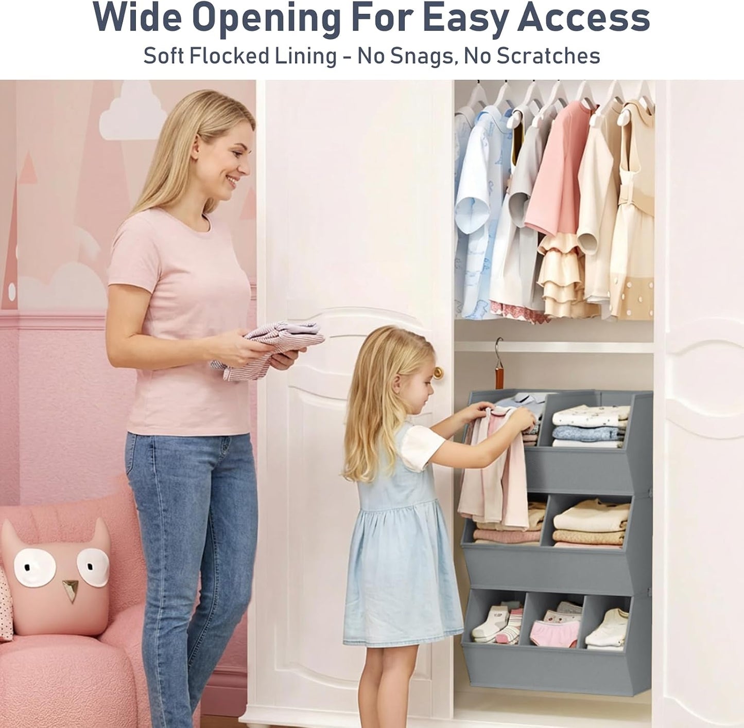 Hanging Closet Organizer Extra Large, Clothes Hanging Shelves for Closet with Divider, Collapsible Closet Storage System, Fabric Closet Hanging Organizer for Home, Dorm, Rv, ,Handbags, Underwear, Sock