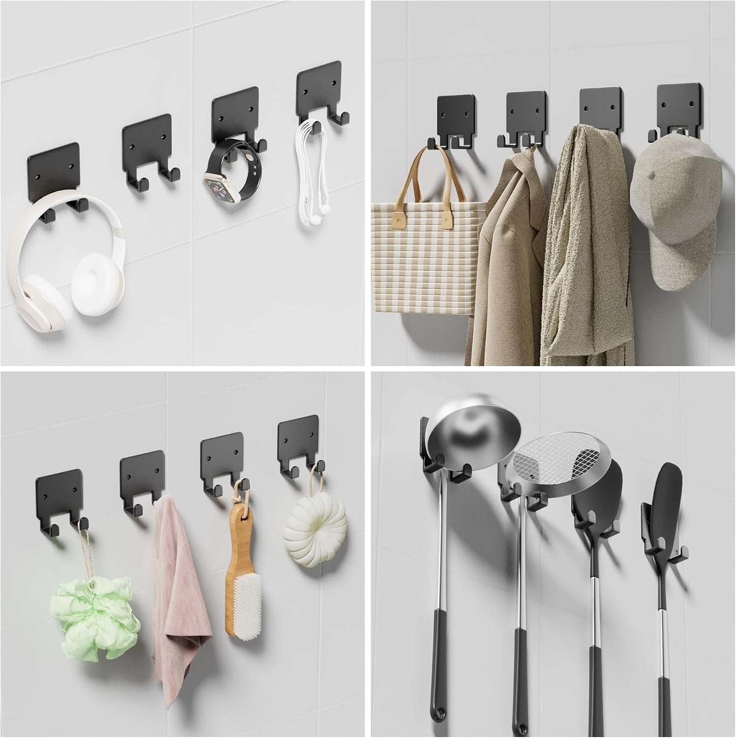 GTK Key Holder for Wall, Key Hooks with 6 Hooks, Wall Mounted Key Holder for Hallway, Self Adhesive Key Rack(White)