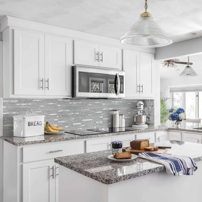 STICKGOO 20 Sheets Peel and Stick Backsplash Tile, Stick on Backsplash for Kitchen and Bathroom, White Sandstone Look PVC Mixed Metal Gold Self Adhesive Wall Tiles