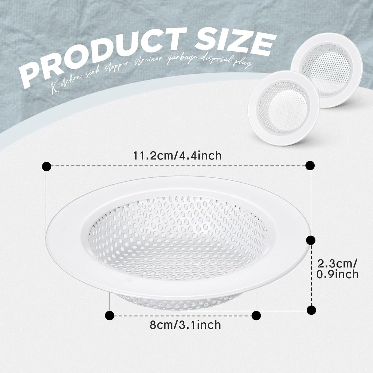 Retisee 2 Pcs Sink Strainer Stainless Steel Kitchen Sink Drain Strainer Basket Cover Mesh Hair Food Catcher, Large Wide Rim of 4.4 Diameter(Brushed Silver)
