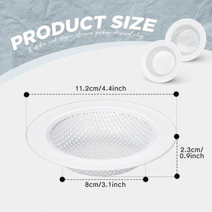 Retisee 2 Pcs Sink Strainer Stainless Steel Kitchen Sink Drain Strainer Basket Cover Mesh Hair Food Catcher, Large Wide Rim of 4.4 Diameter(Brushed Silver)