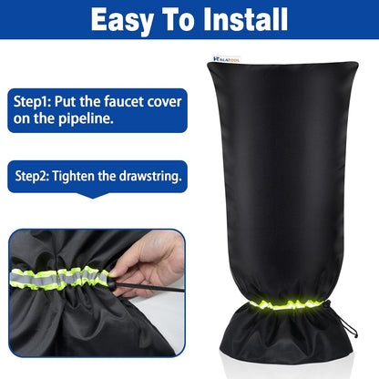Halatool Thicken Outdoor Faucet Covers for Winter Freeze Protection, 6.7"x8.3" Insulated Spigot Cover with Reflective Strips Freeze Proof Hose Bib Cover Waterproof Fits All Taps, 2 Pack