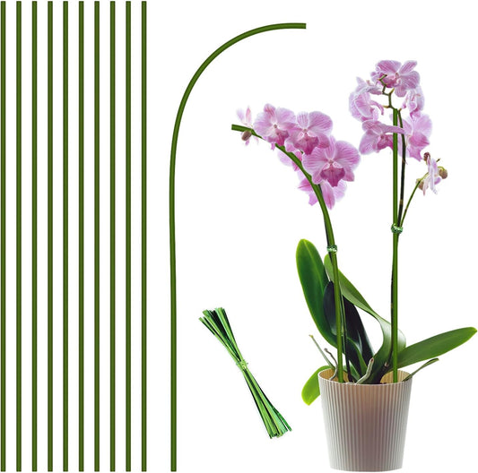 20Pcs Plant Stakes,Plant Sticks,Garden Green Bendable Single Stem Plant Support Stakes for Indoor and Outdoor Plants,Potted Plants,Flowers Orchid Peony Rose-18 Inches