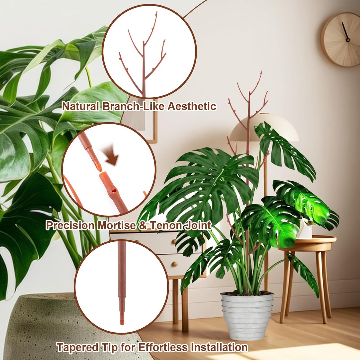 PERSZEN 6 Pack Stackable Monstera Plant Support, Plant Stakes for Indoor and Outdoor Plants Use, Garden Stakes for Climbing and Potted Plants, Pothos, Philodendron