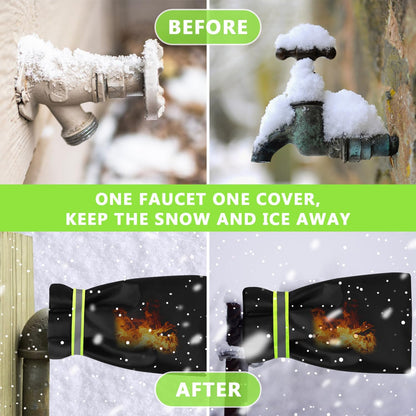 Pro Outdoor Faucet Covers for Winter Freeze Protection, 9.5" H x 7" W, Reusable Waterproof Insulated Spigot Socks, Black, Set of 2, Anti-Freeze Hose Bib Covers for Garden and Outdoor Taps