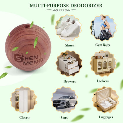 Shoe Deodorizer Balls, Sneaker Balls with Natural Woody Scent, 6pcs Odor-Fighting Shoe Freshener Balls, Odor Eliminators for Boots, Gym Bag, Closet, Locker, Hamper, Drawer