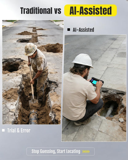 Al Water Leak Detector, Indoor Wall/Ground Under Slab Pipe Leak - TYM-3A | 2 Sensors, 0.5m/1.64ft, 100Hz-8000Hz, 15 Hours