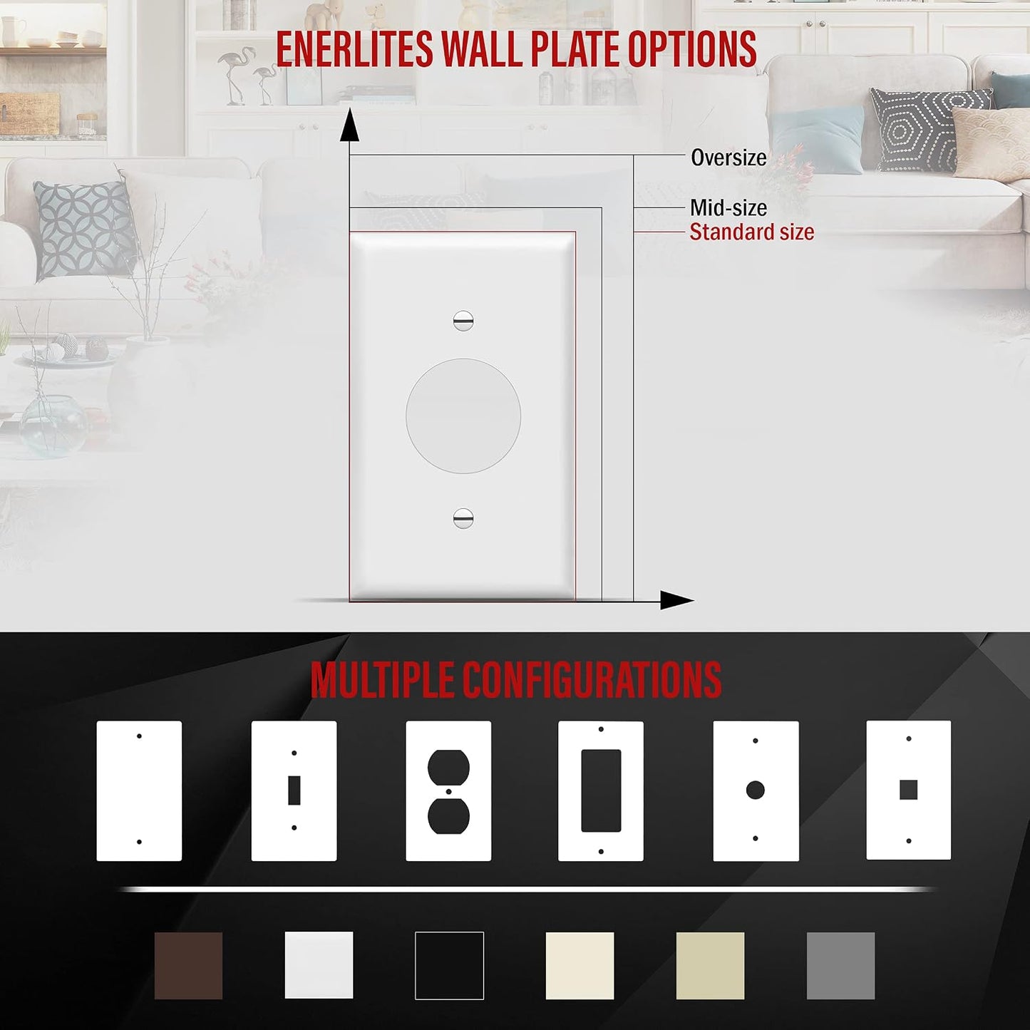 ENERLITES Child Proof Outlet Cover, Self-Closing, Fits Both Duplex and Decorator Outlet, Safety Design, Tamper-Resistant Socket Plug for Receptacle, Size 4.68" x 2.93", 8800-TR, White 6 Pack