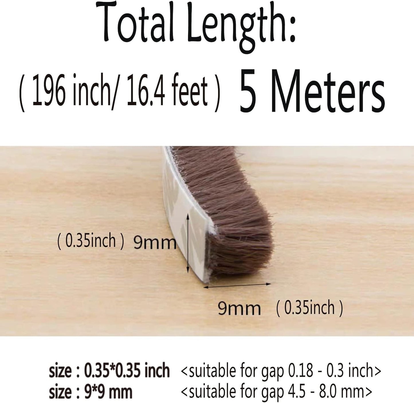 Self-Adhesive Pile Weather Stripping Seal for Sliding Windows and Door Frames, 16.5ft x 11/32 inch, Grey
