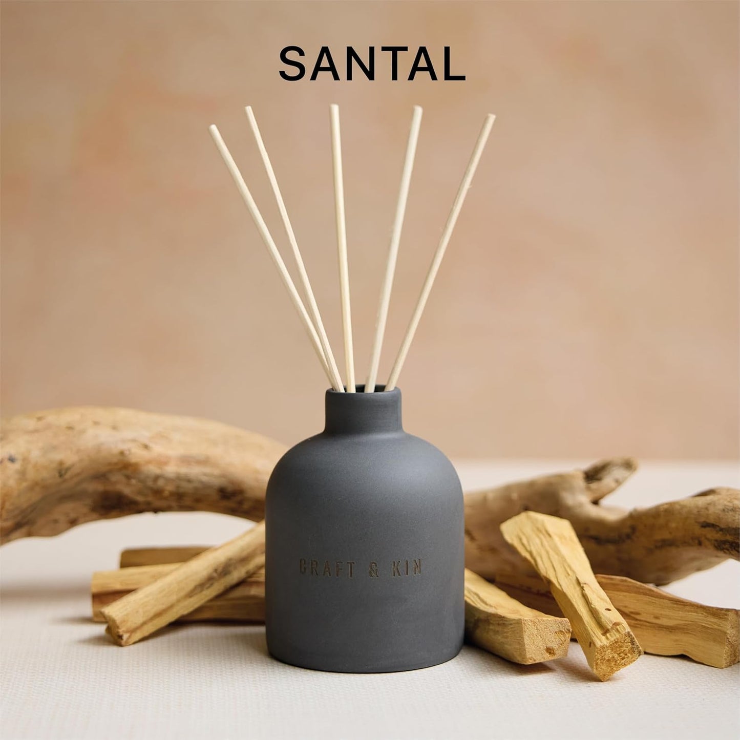 Craft & Kin Reed Diffuser for Home & Bathroom – Neroli & Jasmine Holiday Reed Diffuser Set with Fragrance Sticks, Long-Lasting Alcohol-Free Winter Scent, Earthenware Collection, 6.7oz