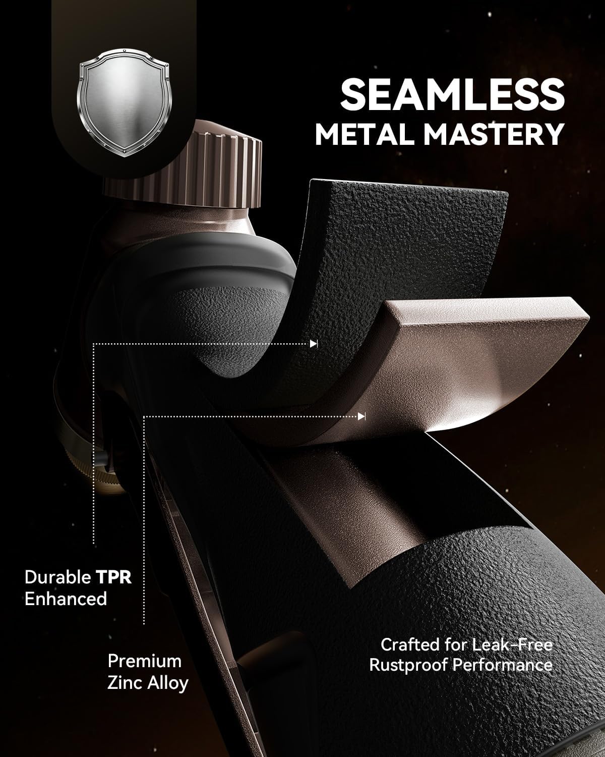 RAINPOINT Garden Hose Nozzle, 100% Heavy Duty Metal Hose Sprayer, High Pressure Water Hose Nozzle with Adjustable Spray Patterns and Flow Control for Watering Plants, Car Washing, Pet Washing, Gold