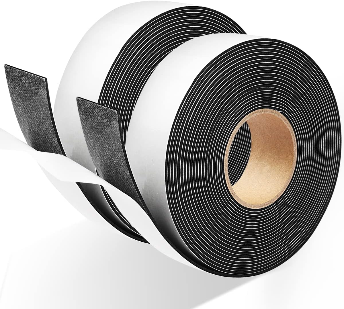 Seal Foam Tape,1/2 Inch W x 1/8 Inch T Weather Stripping for Door and Window,High Density Single Sided Closed Cell Door Insulation Weather Strip, 3 Rolls Total 50FT Black