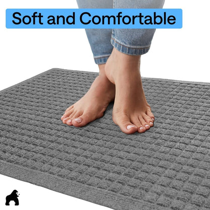 GORILLA GRIP® Ultra Absorbent Front Door Mat Outside Entrance, Traps Dirt and Moisture, HydroABSORB Indoor Outdoor Doormat Holds Up to 1.7 Cups Water, Stain and Fade Resistant Welcome Mat, 29x17 Black