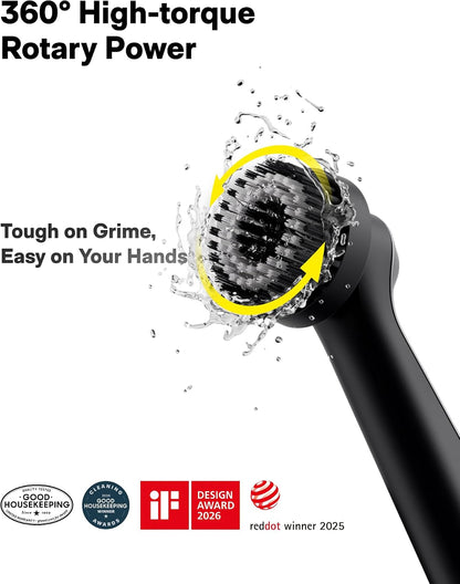 HOTO Wand™ Cordless Spin Scrubber, Electric Grout Cleaning Brush, IPX7 Full Body Waterproof Bathroom Scrubber, 12 Brush Heads Power Scrubber for Grout, Tiles, Corners, Crevices
