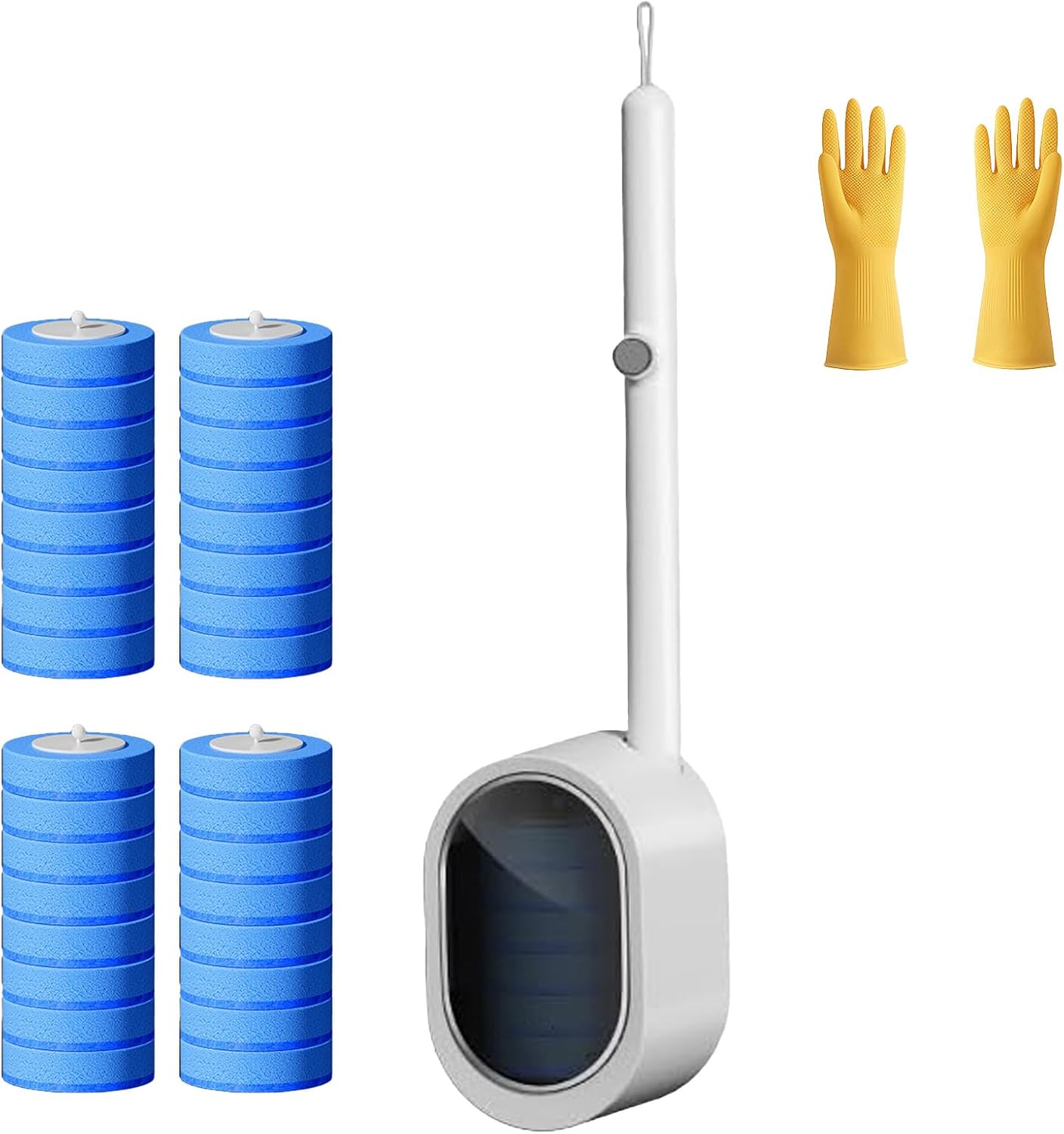 No-Touch Disposable Toilet Scrubber Set,Toilet Brush with Self-Cleaning Disposable Pads,360° Deep Clean,Wall-Mounted Design,for Bathroom & Toilet (Black, 32 pc)