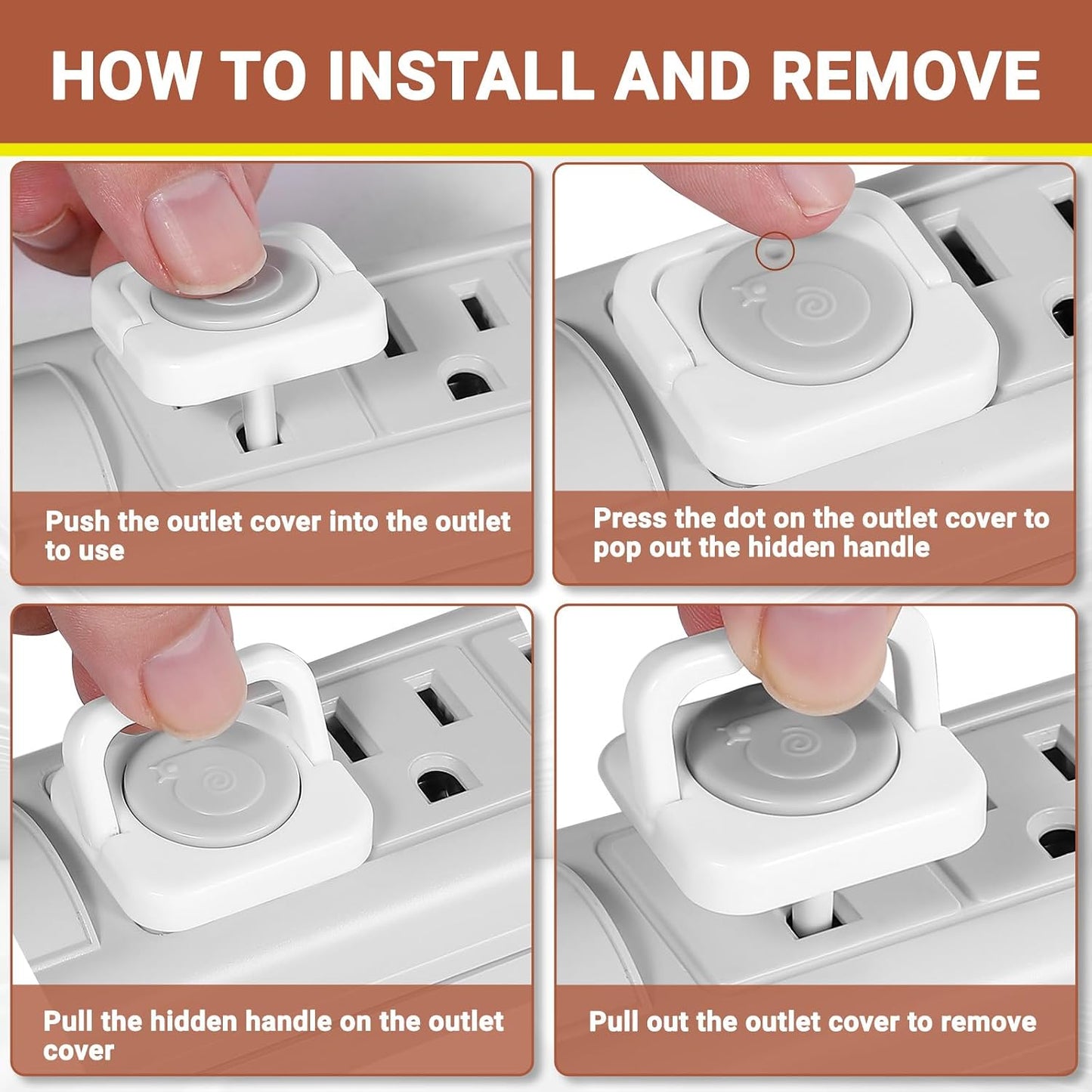 Outlet Covers Baby Proofing, 40 Pack Child Proof Plug Socket Covers Electric Plug Protectors Safety Caps to Prevent Power Shock, for US 3-Prong, White
