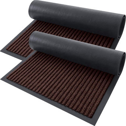 OLANLY Front Door Mat Indoor Outdoor Entrance, 2-Pack 29.5 x 17 Inch, Waterproof Heavy Duty Doormat, Fade Resistant, Low Profile, Easy Clean Patio Porch Welcome Floor Mats for Entry, Grey