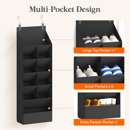 Lifewit 6 Tier Over the Door Shoe Organizer with 11 Large Deep Pockets, Fabric Hanging Shoes Shelf for Closet, Dorm Storage, Fit Up to 12 Pair Shoe Rack Holder for Sneakers, Boots, Gray