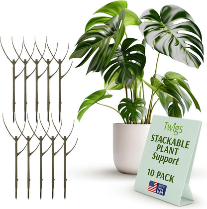 Twigs GA Stackable Plant Support Stakes, Moonstone, 3-Pack, 17" L | Made in USA, UV-Protected Sticks, Natural-Looking Stem Support Stakes, Stackable Poles for Indoor & Outdoor Plants up to 5ft