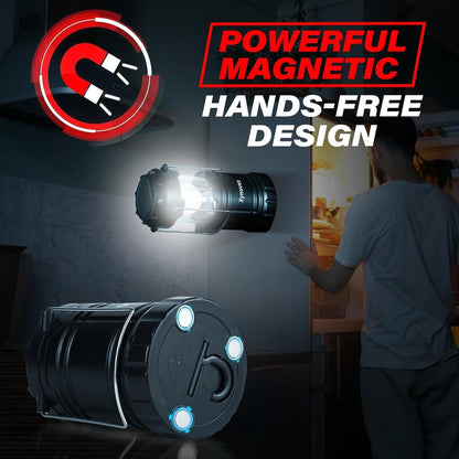 4-Pack Solar Camping Lanterns,Rechargeable LED with USB/Solar/AA Battery,Magnetic Base,Hanging Hook,Collapsible, Waterproof for Emergency, Hiking,Hurricane,Campsites,Lanterns for Power Outages