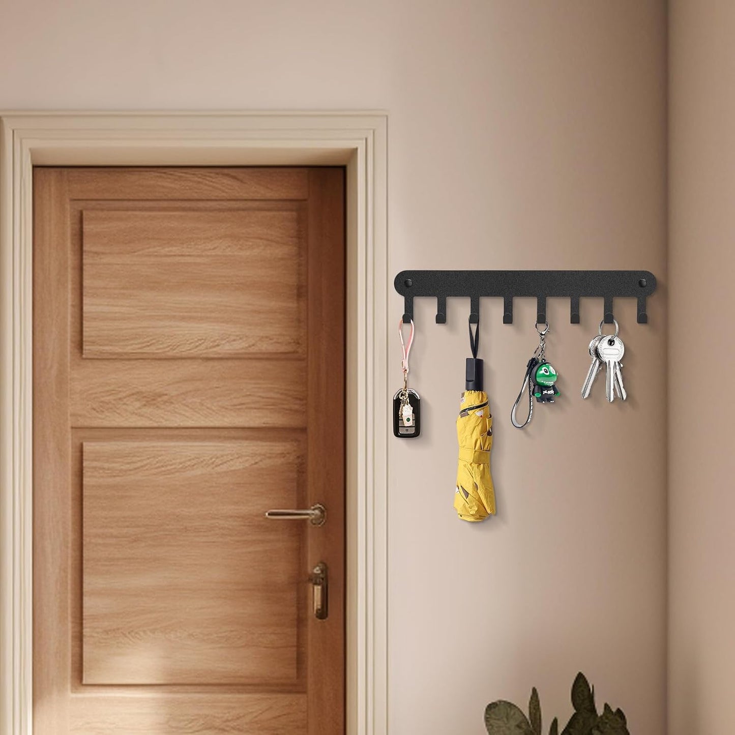 2 Pack Key Holder Wall Mount, Wall Mount Key Holder, Key Hooks Hanging Keys, Key Hanger with 8 Hooks, No-Drill Decorative White Key Rack for Living Room, Kitchen, or Bathroom