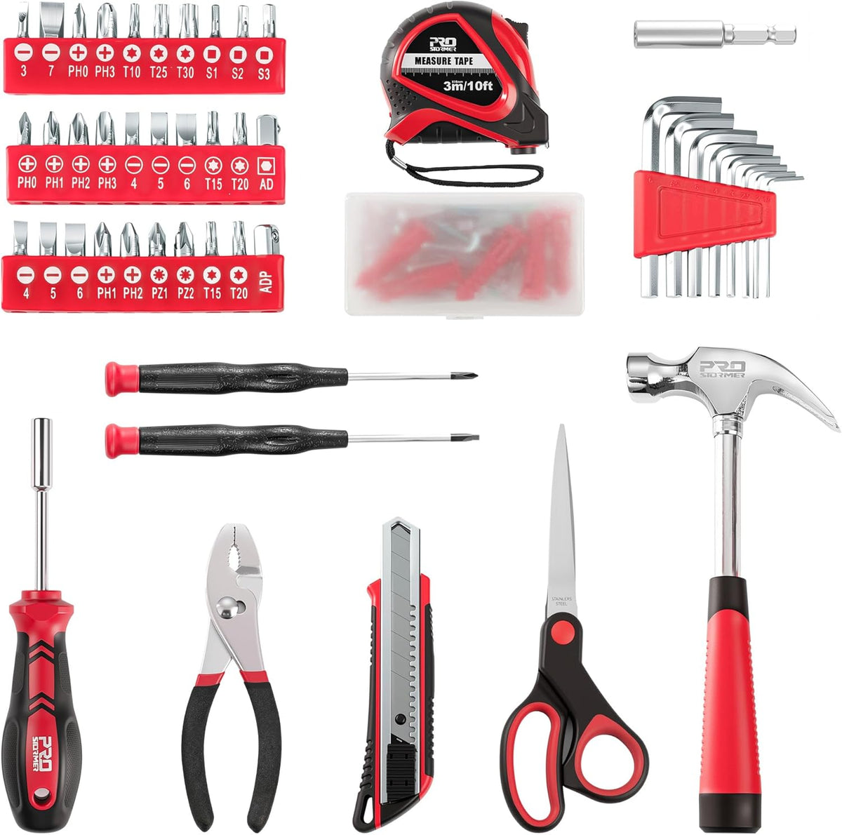 Prostormer 93-Piece Tool Kit, Basic Household Repair Tool Set with Toolbox Storage Case, Small Starter Tool Box Kit for Homeowners and College Students (Blue)