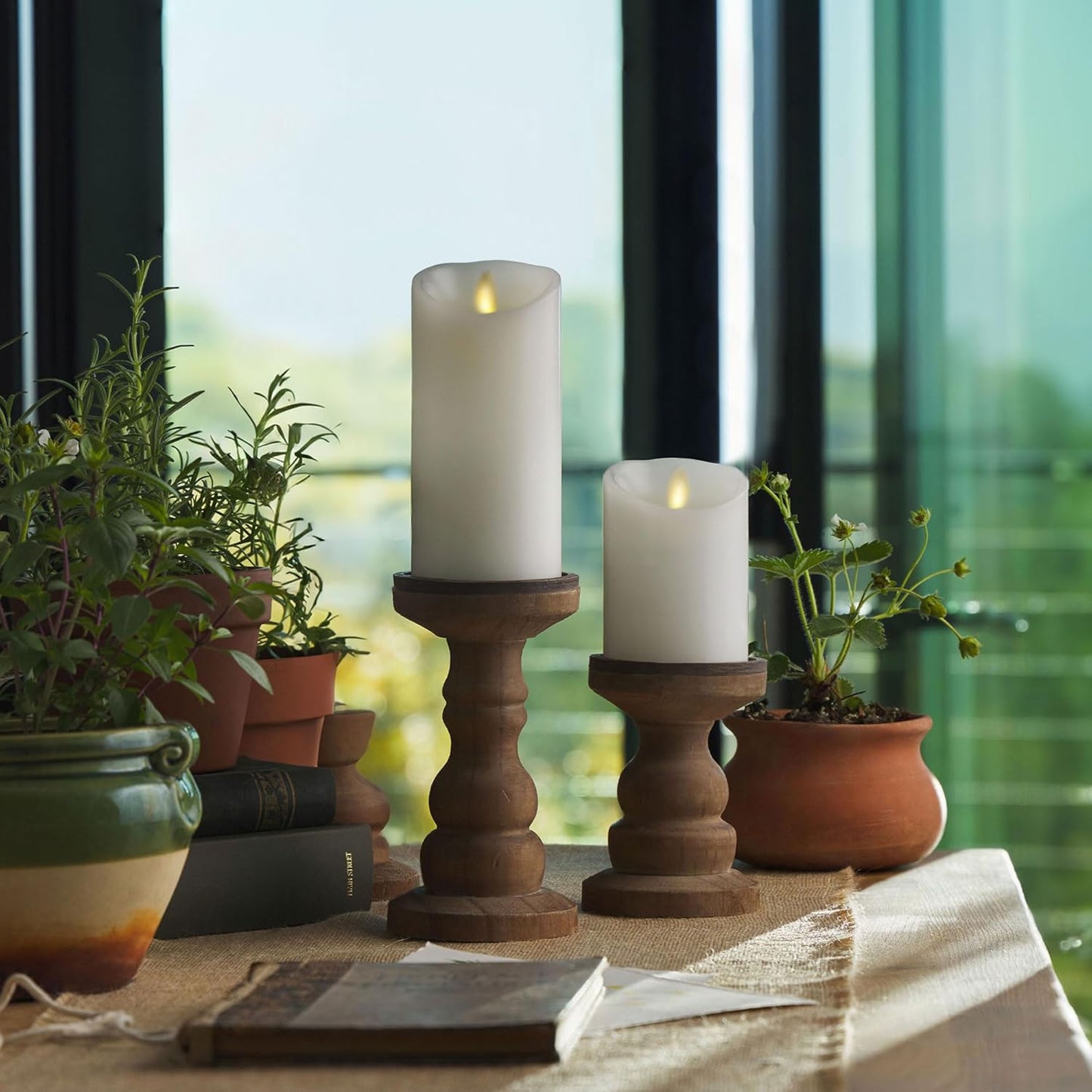 Luminara Flameless LED Battery Operated Ivory Pillar Candle, Flickering Realistic Moving Flame, 3" x 4.5" Luminous Real Wax Indoor Home Decor Pack of 1