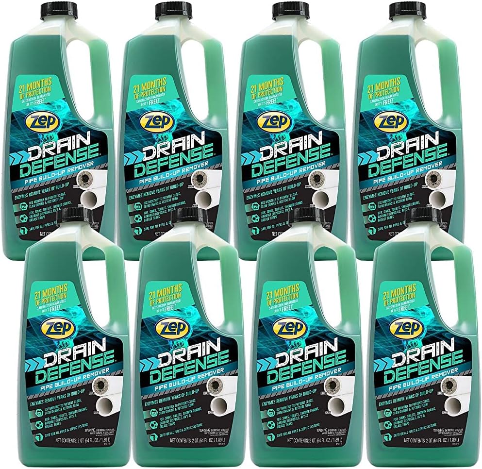 Zep Drain Defense Pipe Build-Up Remover - 64 Ounces - ZLDC648 - Professional Strength Liquid Pipe Build Up Remover,GREEN | Professional Strength, Liquid Formula
