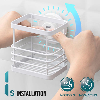 TAILI Upgraded Bathroom Mirror Suction Cup Toothbrush Holder with Razor Hook, Visible Safety Indicator, Large Capacity Inverted Trapezoid Design, Removable Shower Caddy for Toothbrush, Toothpaste, etc
