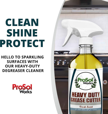 Degreaser Cleaner Heavy Duty Cleaning Spray 16 oz - Kitchen Cleaner for Stubborn Splatters, Stove Top, Grill, Drip Pans, & Oven Cleaner - Safe on All Surfaces - Fresh Scent