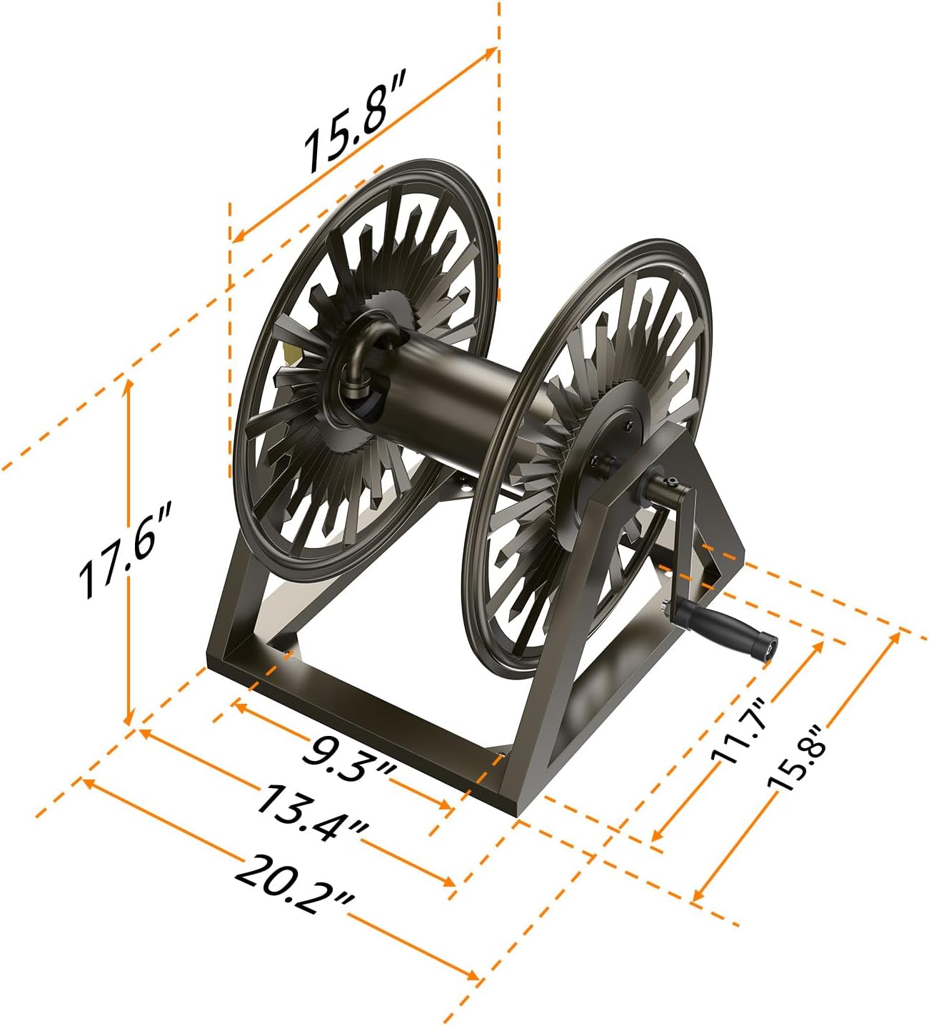 GOFORWILD Garden Wall Mount Hose Reel, Decorative Hose Reel, Garden Heavy-Duty Water Hose Holder Winder, Holds 200-Feet of 5/8-Inch Hose