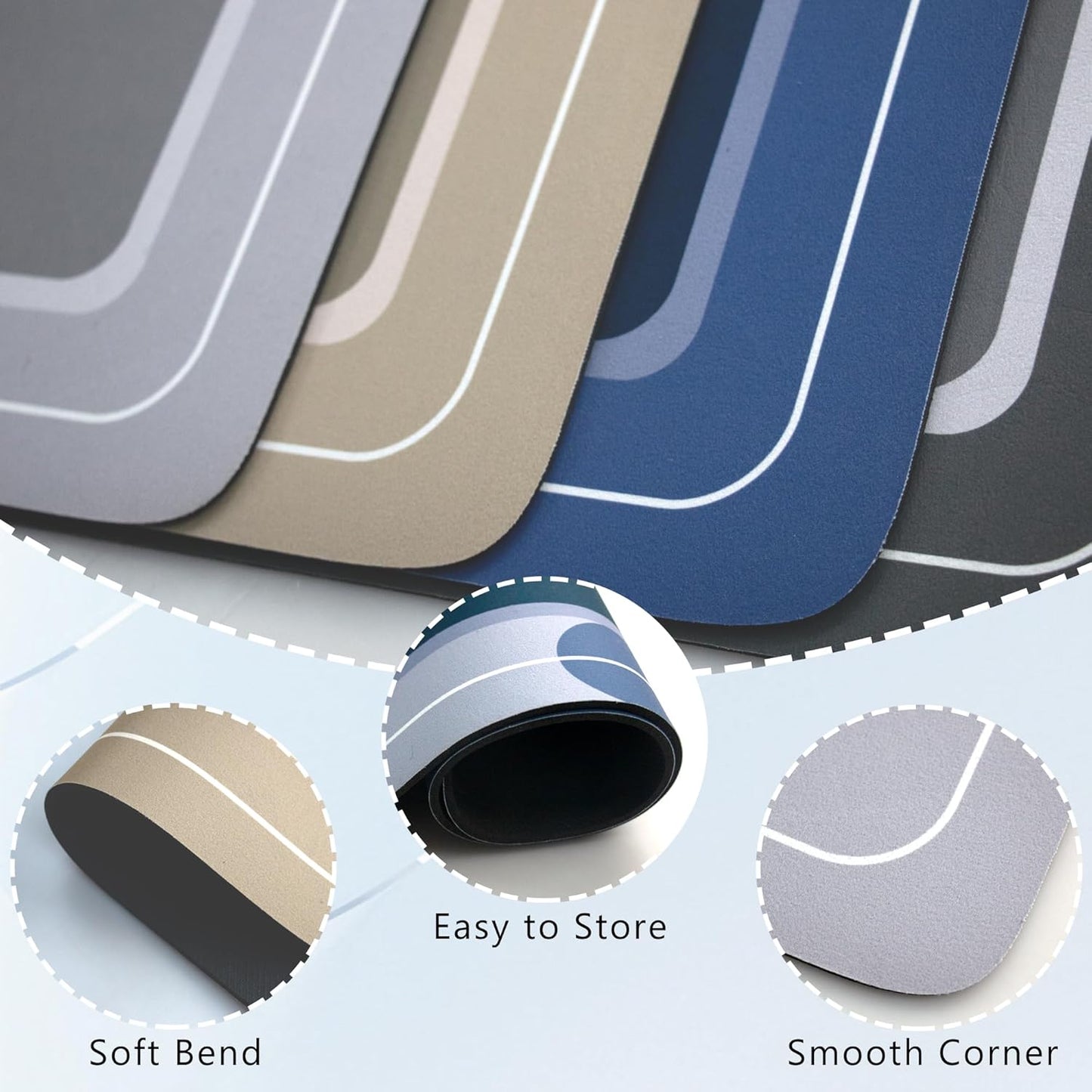 Bath mat Rubber Bathroom Mat-Quick Dry Absorbent Rug Non-Slip Thin Bathroom Rug Instant Dry Magic Bath mats for Bathroom Floor Mat in Front of Bathtub, Sink, Grey,17x27in