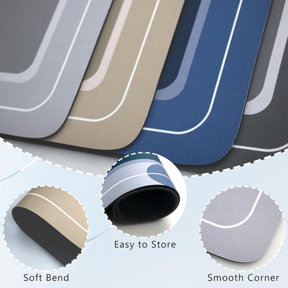 Bath mat Rubber Bathroom Mat-Quick Dry Absorbent Rug Non-Slip Thin Bathroom Rug Instant Dry Magic Bath mats for Bathroom Floor Mat in Front of Bathtub, Sink, Grey,17x27in